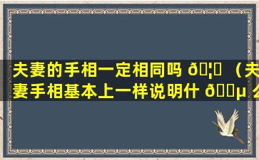 夫妻的手相一定相同吗 🦄 （夫妻手相基本上一样说明什 🌵 么）